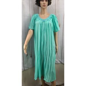 Jessica Bloom Women One Size Fits All Mint Green Pleated Tunic Midi Dress